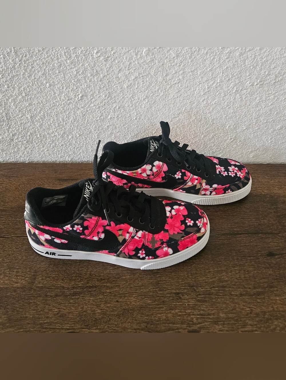 Nike Air Force 1 AC GS Low Top Sneaker Floral Canvas Pink Black 5.5Y Coquette